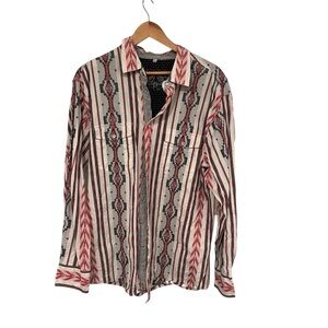 Scully Red and Black Patterned Casual Button Down Shirt Western Aztec Pattern